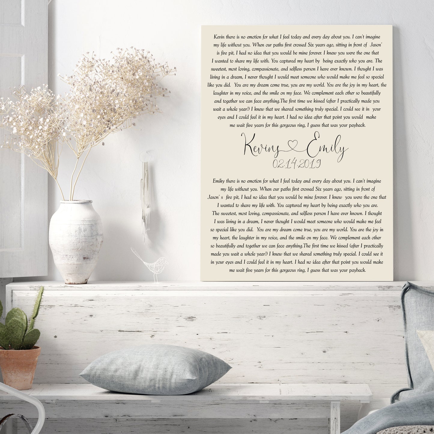 Couple anniversary Vows canvas print