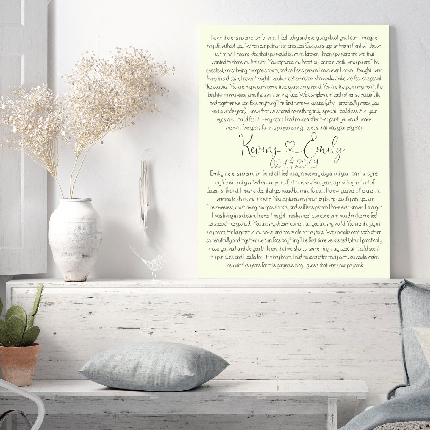 Wedding vows on canvas