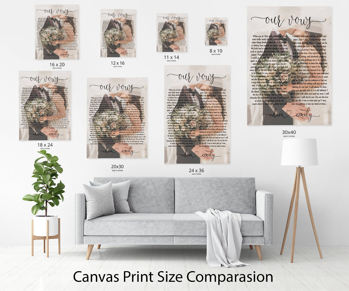 His and Hers Vows framed canvas