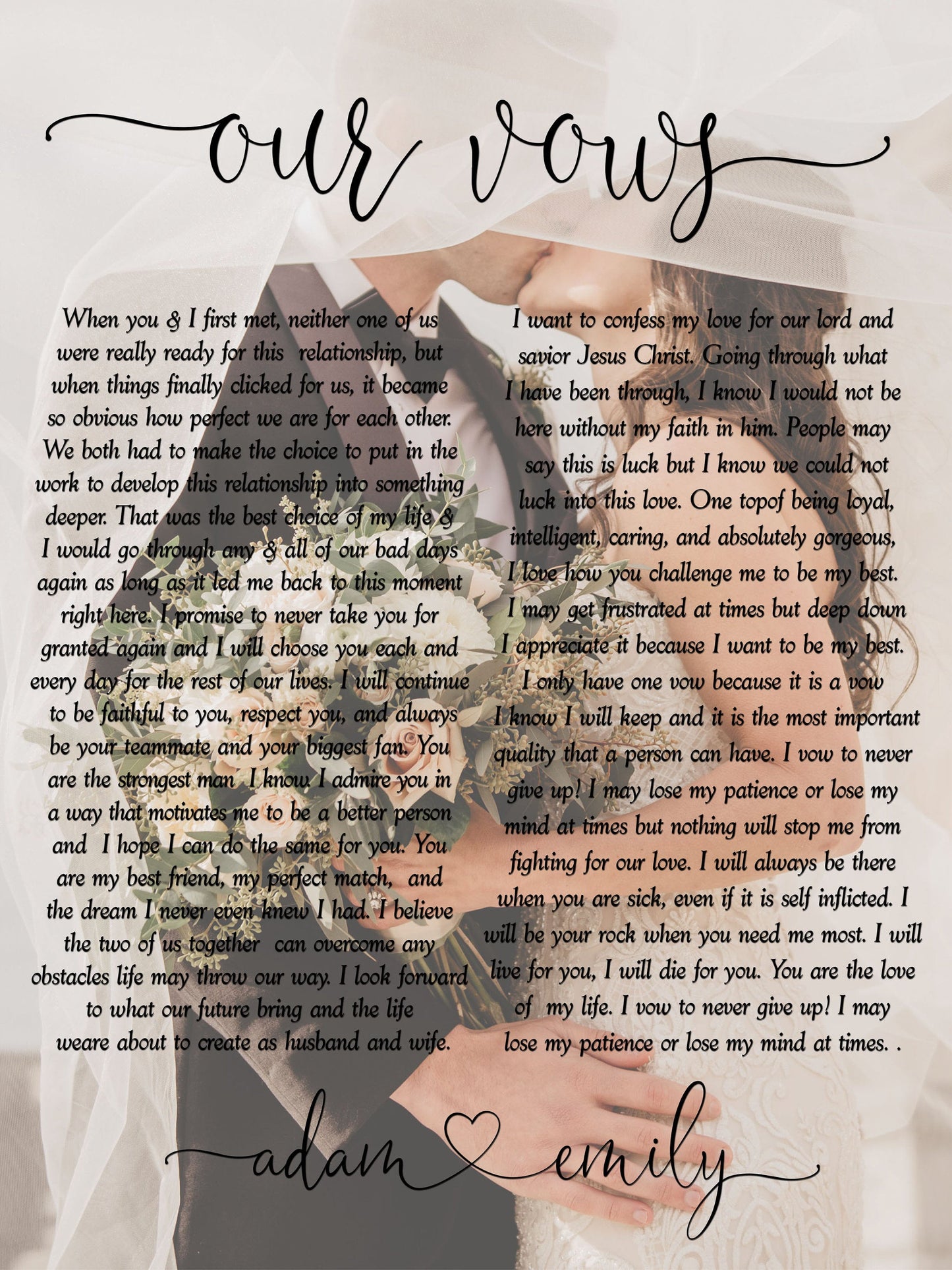 His and Hers Vows framed canvas