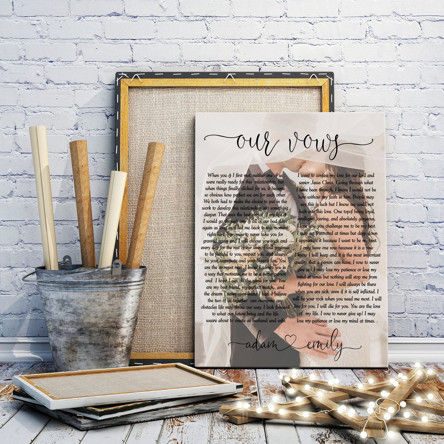His and Hers Vows framed canvas