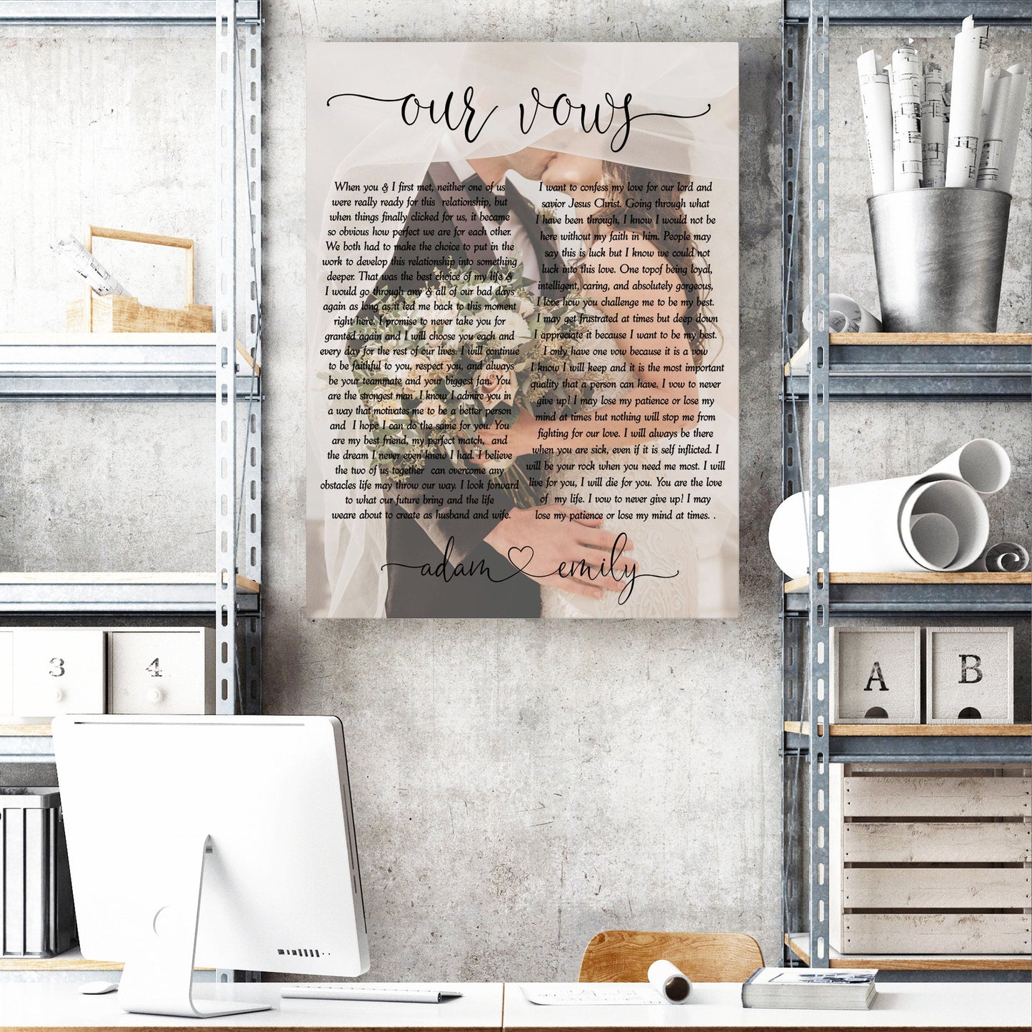 His and Hers Vows framed canvas