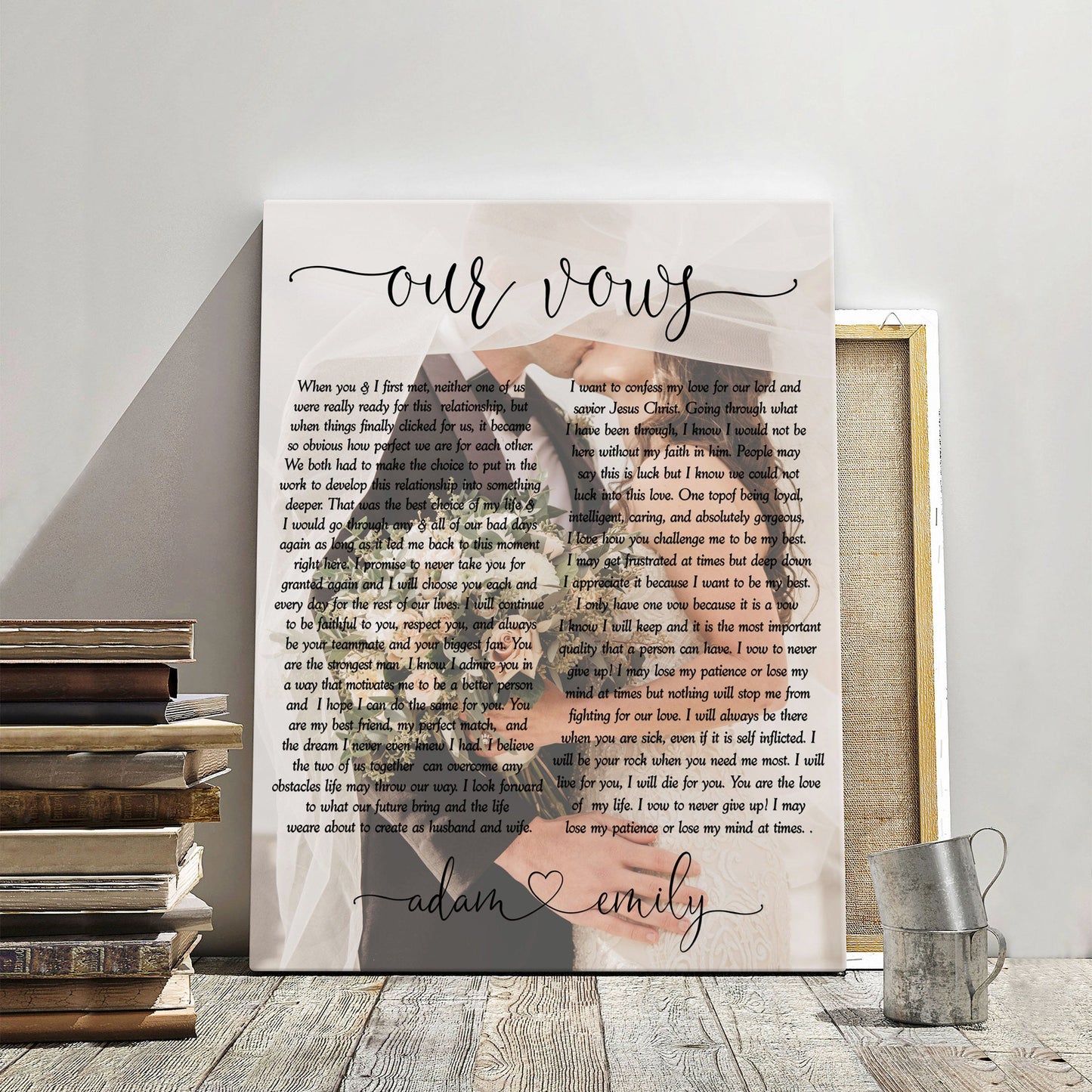 His and Hers Vows framed canvas