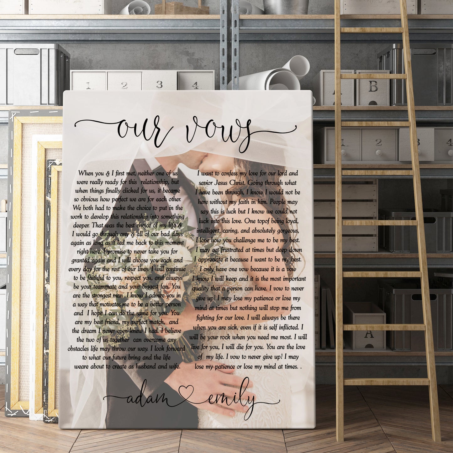 His and Hers Vows framed canvas