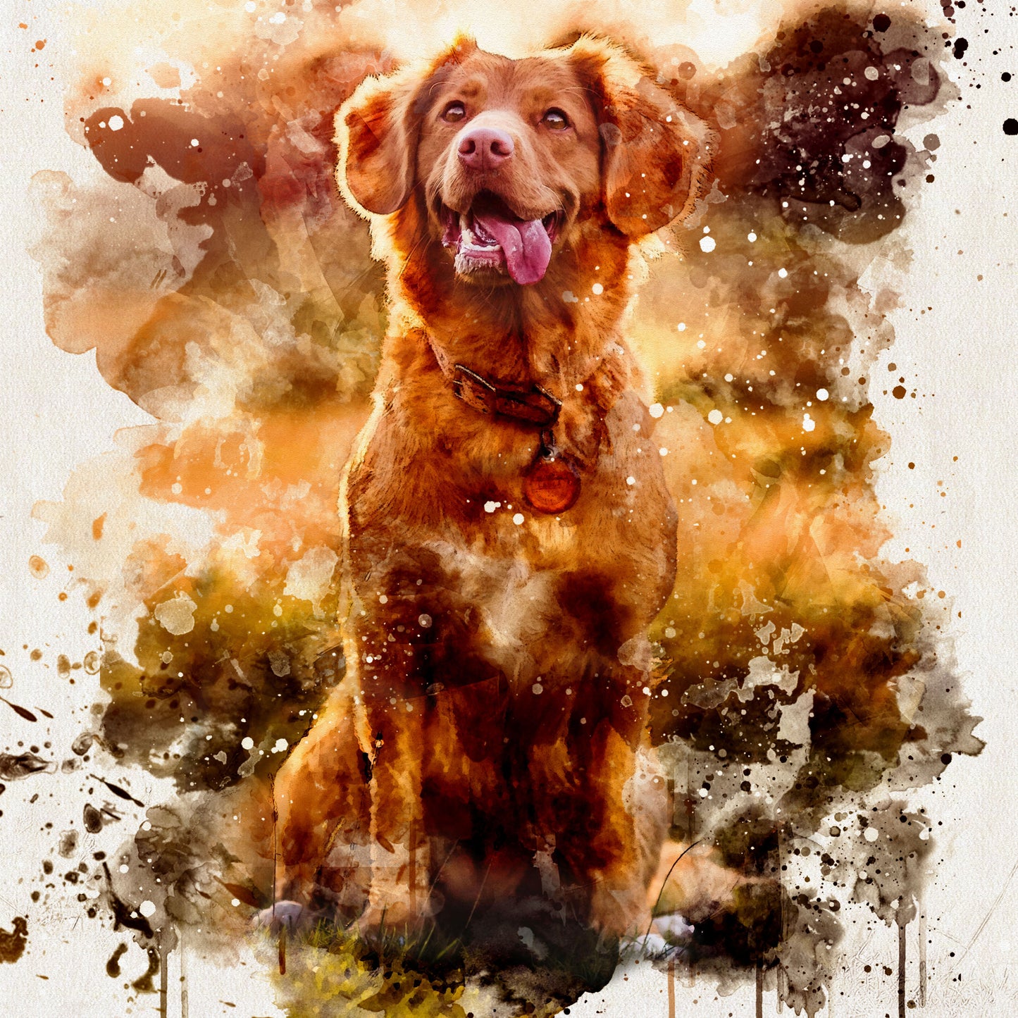 Custom Watercolor Dog Portrait from Photo