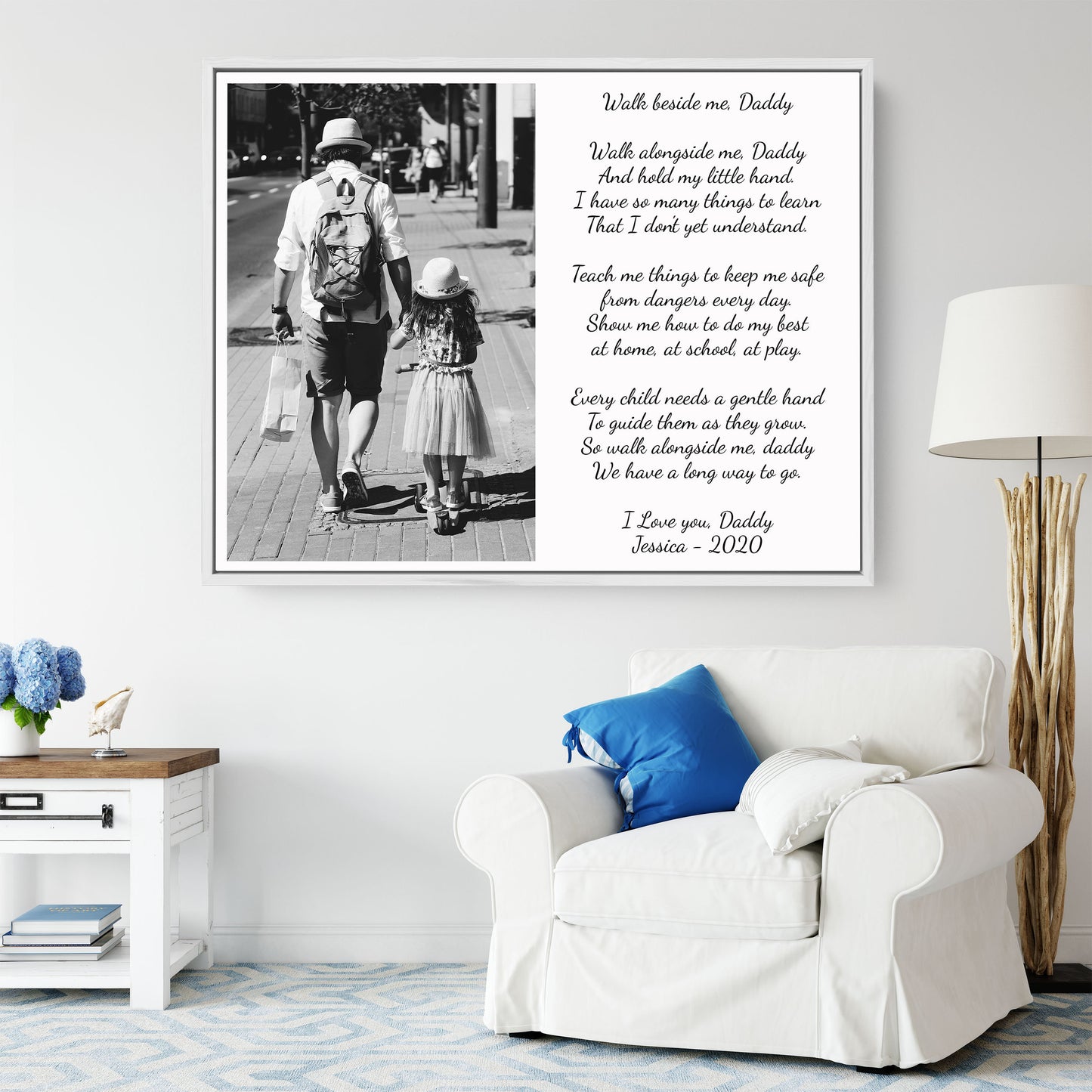 Photo and poem Floater frame canvas