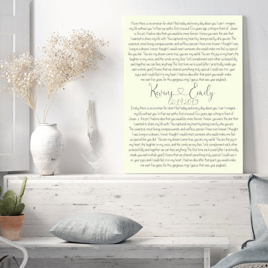 Custom vows canvas print