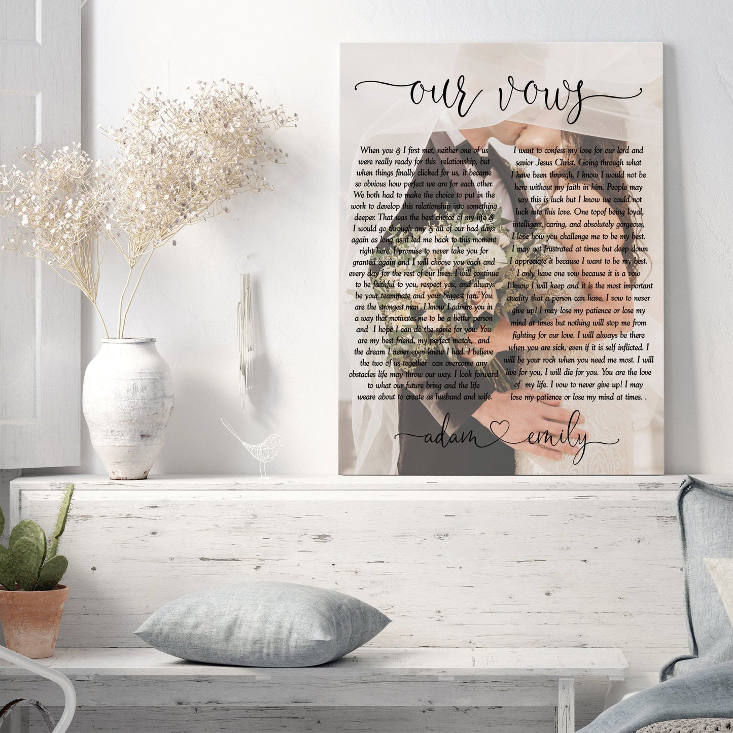 His and Hers Vows framed canvas