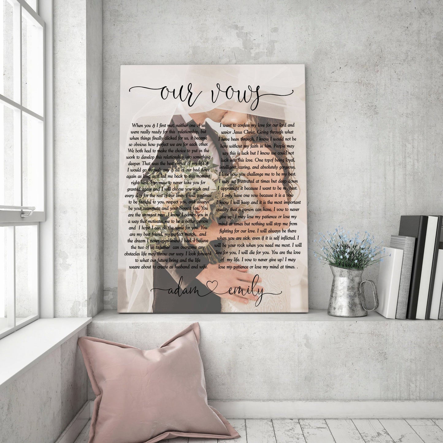 His and Hers Vows framed canvas